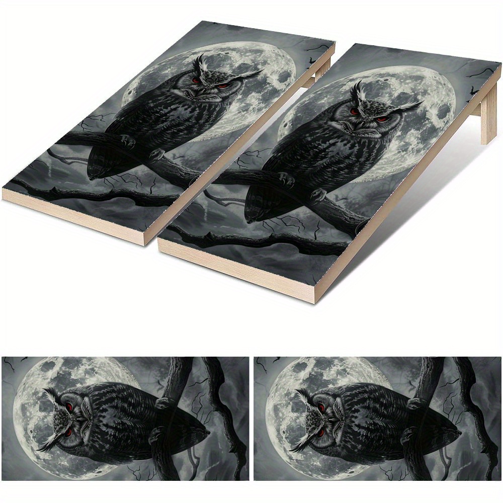 Board Game Film - Moonlit Owl Shadow Waterproof Cornhole Board