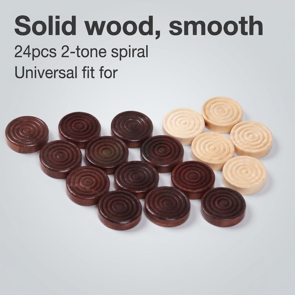 Board Game Harvest - 24 Pcs/Set Wooden Round Checkers Pieces
