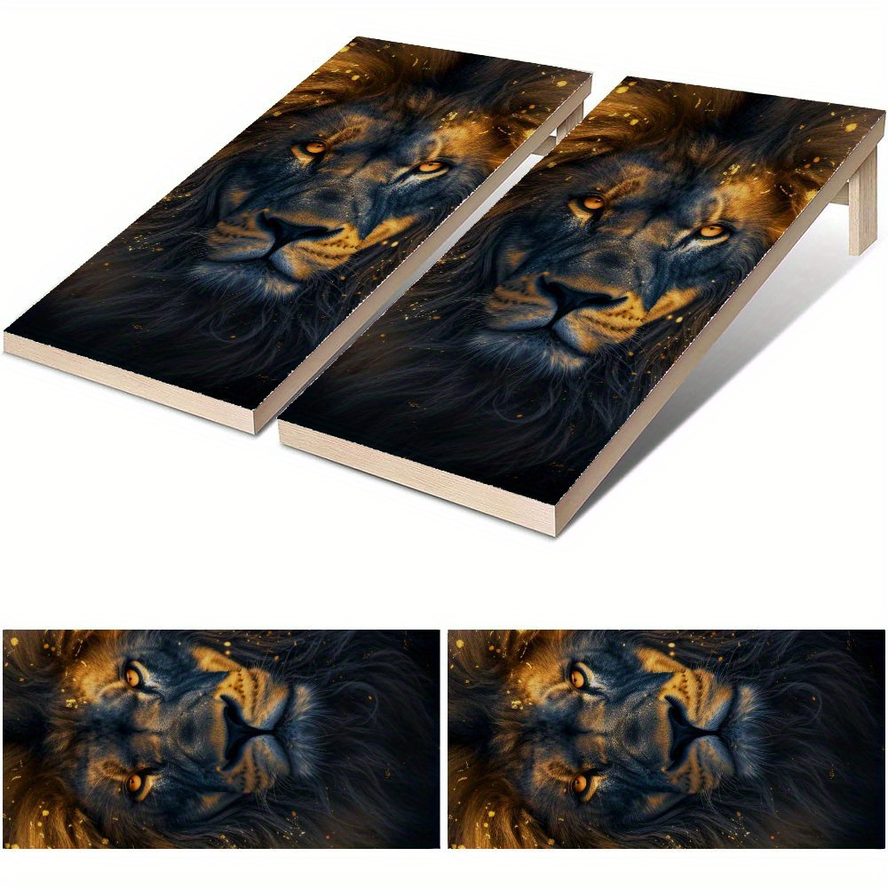 Board Game Film - Night Dark Gold Lion Waterproof Cornhole