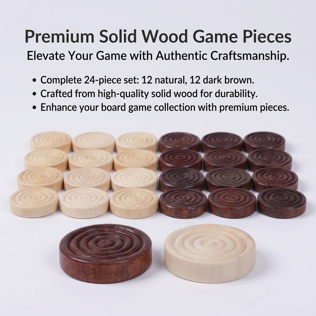 24 Pcs/Set Wooden Round Checke - đánh giá và giá Board Game Harvest