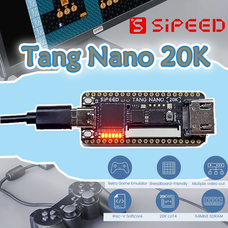 New Sipeed Tang Nano 20K FPGA  - đánh giá và giá Board Game Film